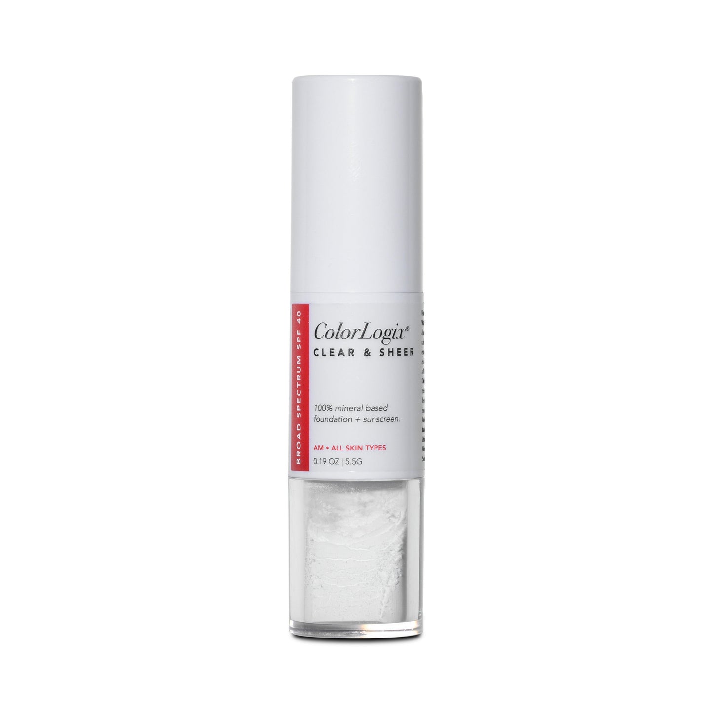 Color Logix Clear and Sheer Mineral Powder Foundation SPF 30 product image on white by Induction Therapies