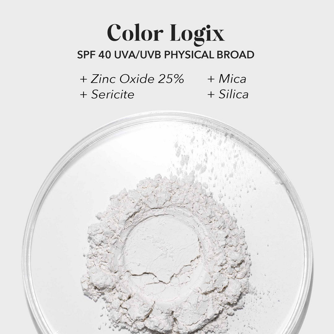 Color Logix Clear and Sheer Mineral Powder Foundation SPF 30 product texture swatch by Induction Therapies
