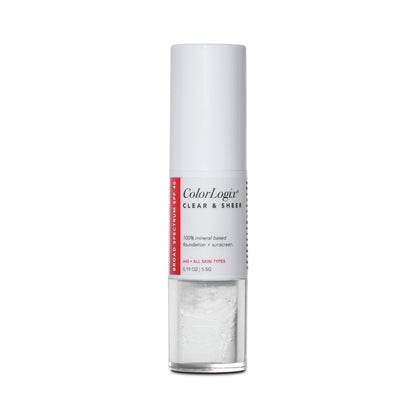 Color Logix Clear and Sheer Mineral Powder Foundation SPF 30 product image on white by Induction Therapies