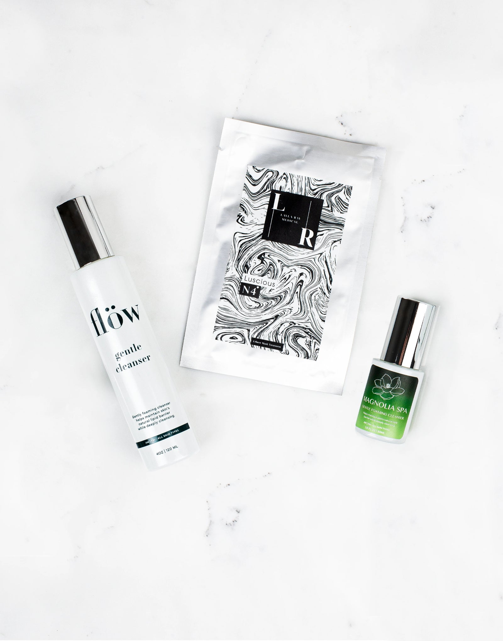 Three private label skincare products under three different practice brands