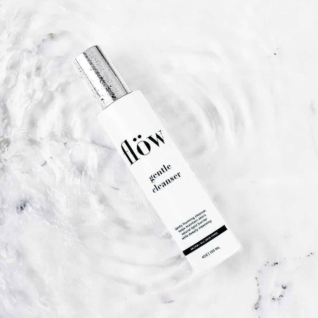 Minimal white gentle cleanser bottle